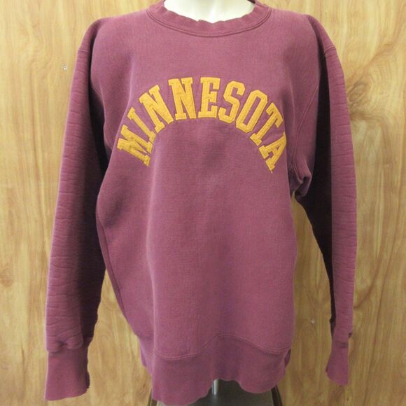 MINNESOTA Golden Gophers VINTAGE Sweatshirt Sz L Maroon U Of M Crewneck Made USA - Picture 1 of 12